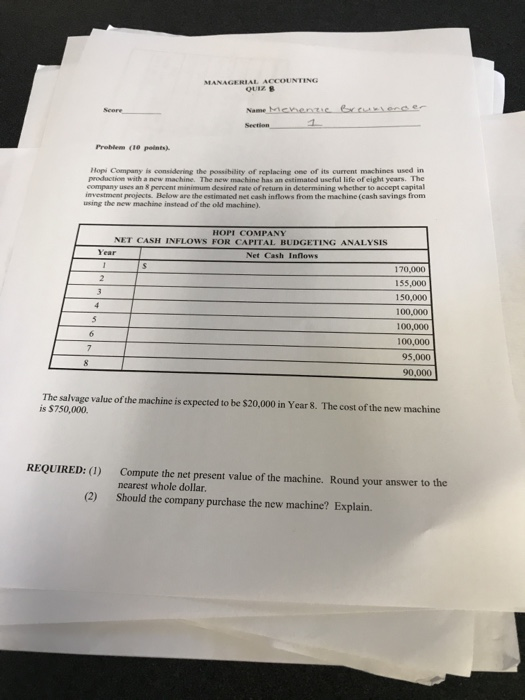  QUE Name Meentie werden Problem (10 points) He c h e