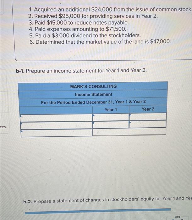 following transactions for Year 1, its first year of operations, and Year