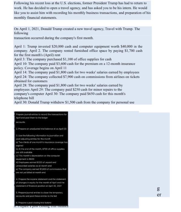 step by step solution please Following his recent loss at the U.S.