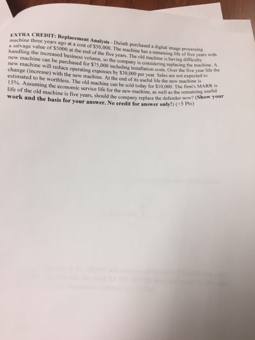  Duluth purchased a digital image processing machine three years ago at