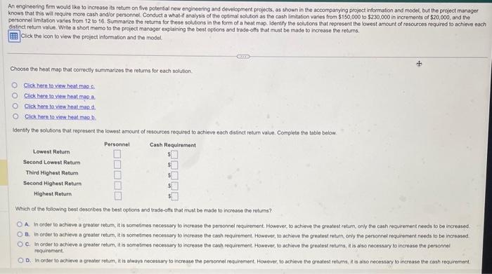  distinct return value. Write a short memo to the project mansger