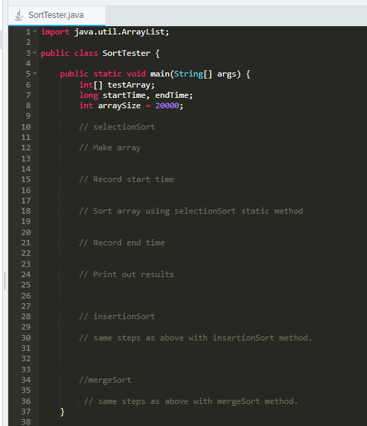  // selectionSort // Make array // Record start time // Sort