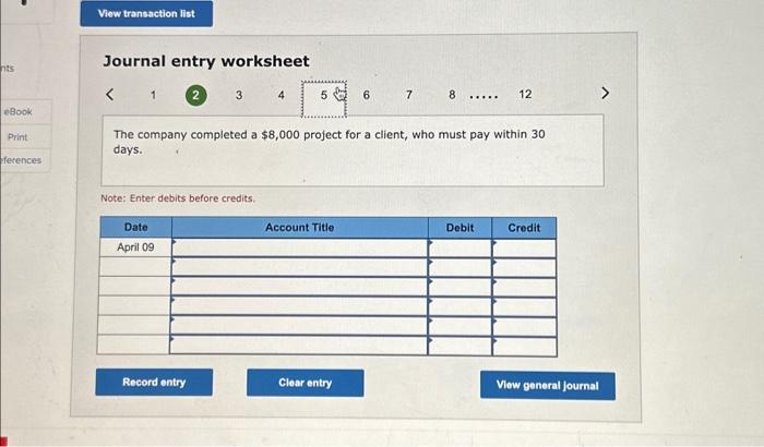 Prepaid Rent for $7,200. hpril 3 The corpany made eredit purchases for