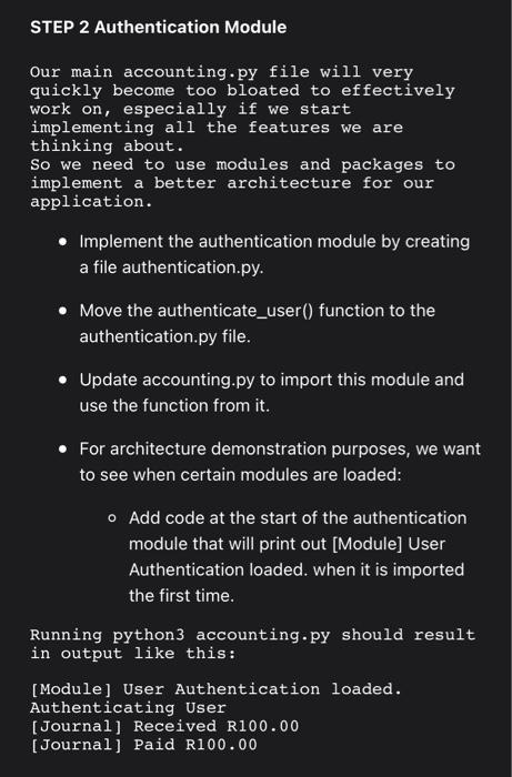 AccountingApp: def __init__(self): self.authentication = authentication.authenticate_user() def login_user(self, username, password): self.authentication.authenticate_user(username, password)