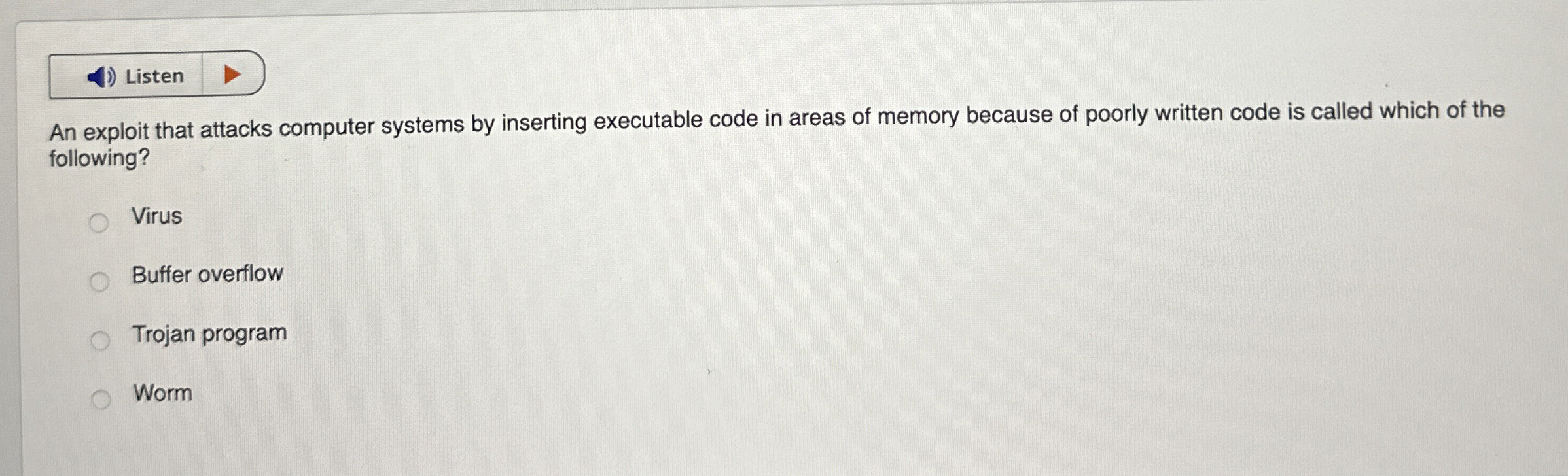  An exploit that attacks computer systems by inserting executable code in