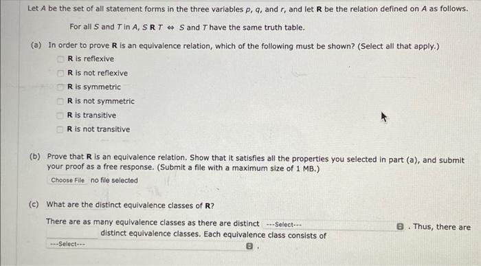  Let A be the set of all statement forms in the