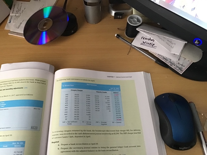 picture. Problem 7-5A Preparation of bank reconciliation and recording adjustments LOG Cheques/Ch