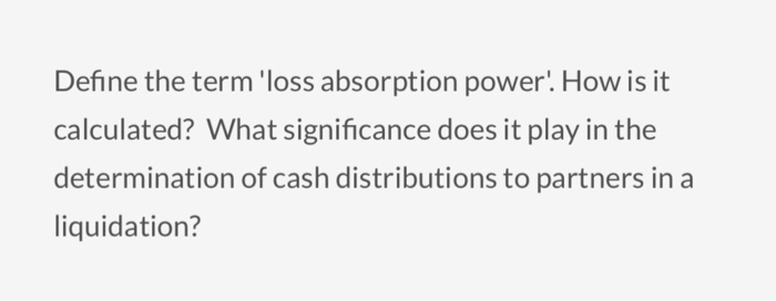  Define the term 'loss absorption power'. How is it calculated? What