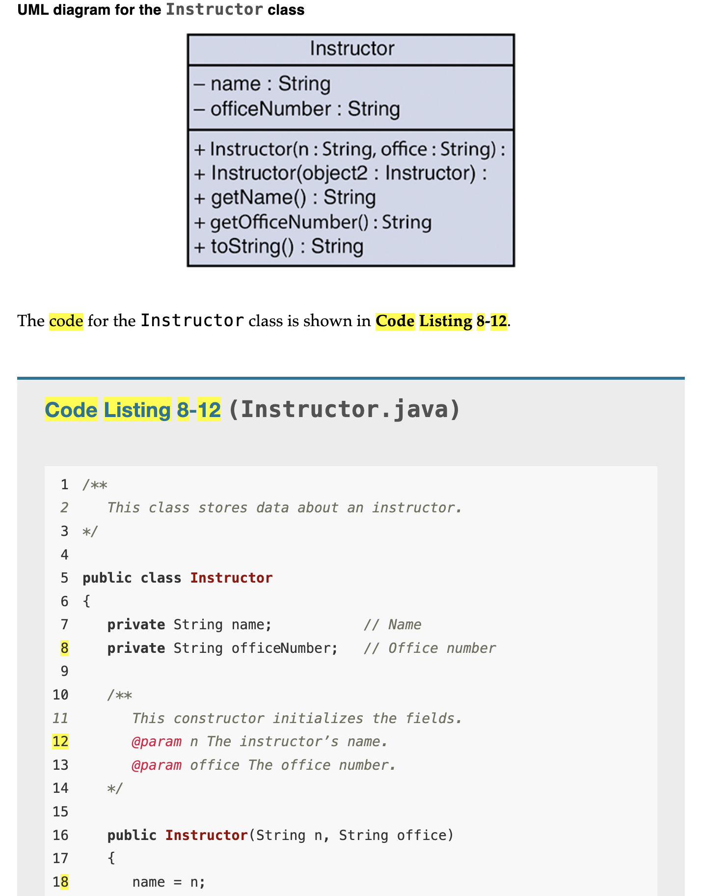  Code Listing 8-12(Instructor.java) I need help modifiying the Java code to