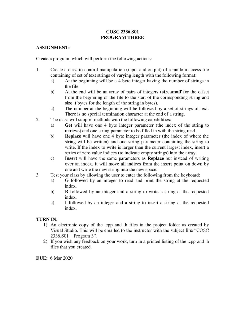 Using C++, create a program, which will perform the following actions: 1.