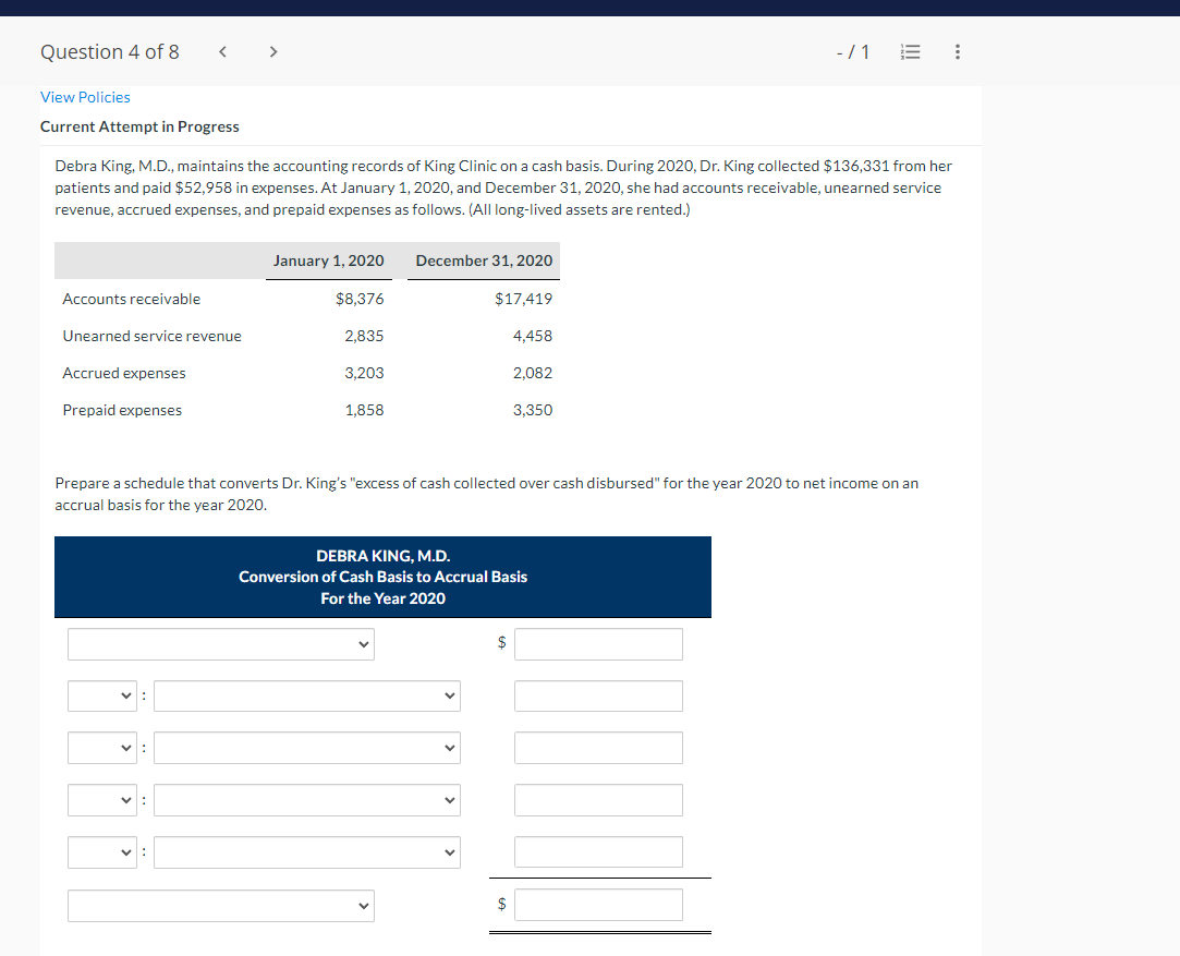  Current Attempt in Progress Debra King, M.D., maintains the accounting records