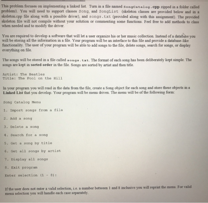  c++ problem This problem focuses on implementing a linked list. Turn