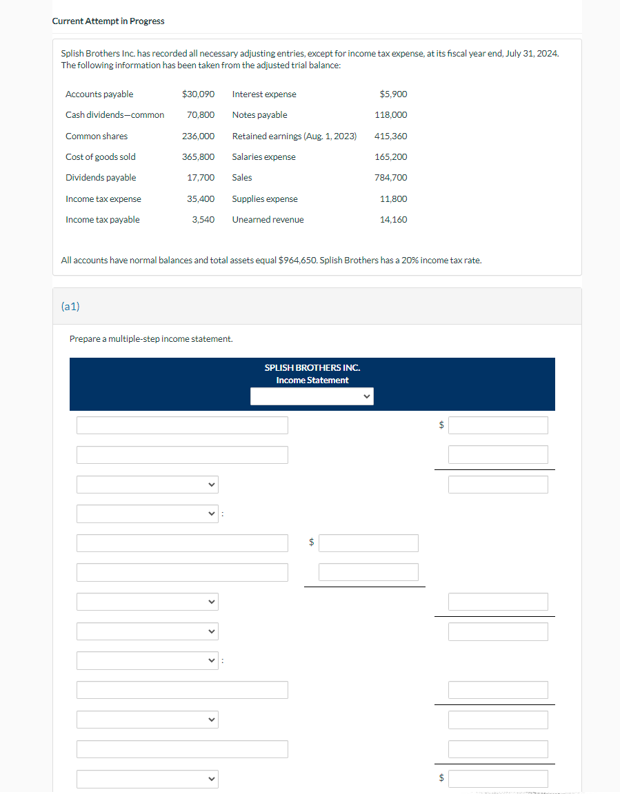  Current Attempt in ProgressCurrent Attempt in Progress Splish Brothers Inc. has