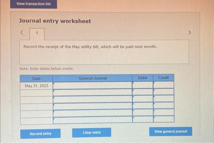 as a date for your entries. Journal entry worksheet Record the balance