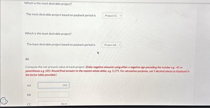 an equipment investment of $27,060. Each project will last for 3 years