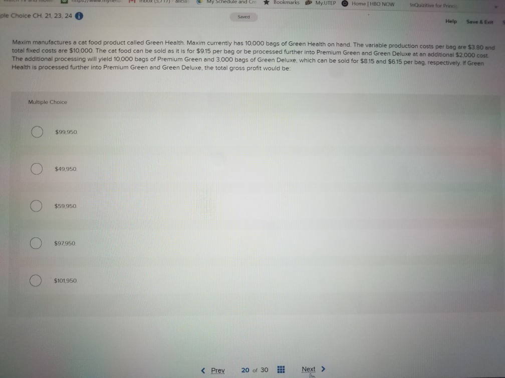 division could be eliminated. The impact on Granfield's operating income for eliminating