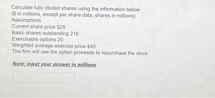 except per share data; shares in millions) Assumptions Current share price $25