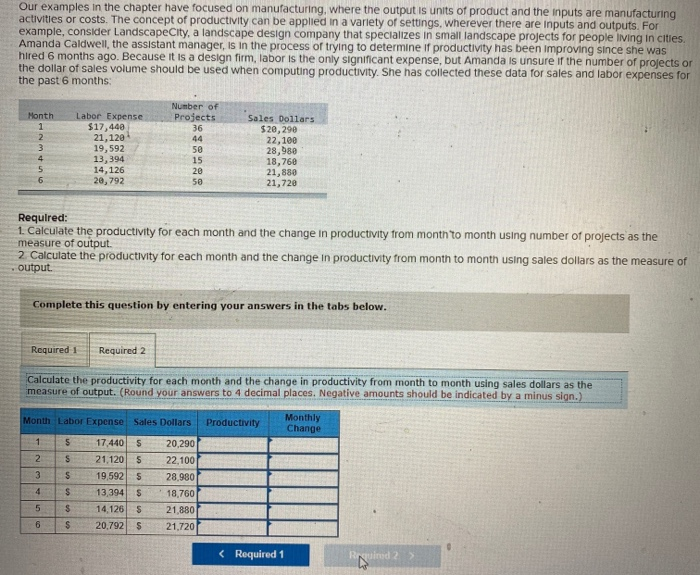 output is units of product and the inputs are manufacturing activities or