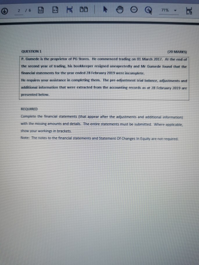 2 16 RDD 71% je QUESTION 1 (20 MARKS) P. Gumede