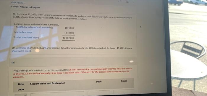  View Prices Current Attemptin Progress On December 31, 2020. Talbot Corporations