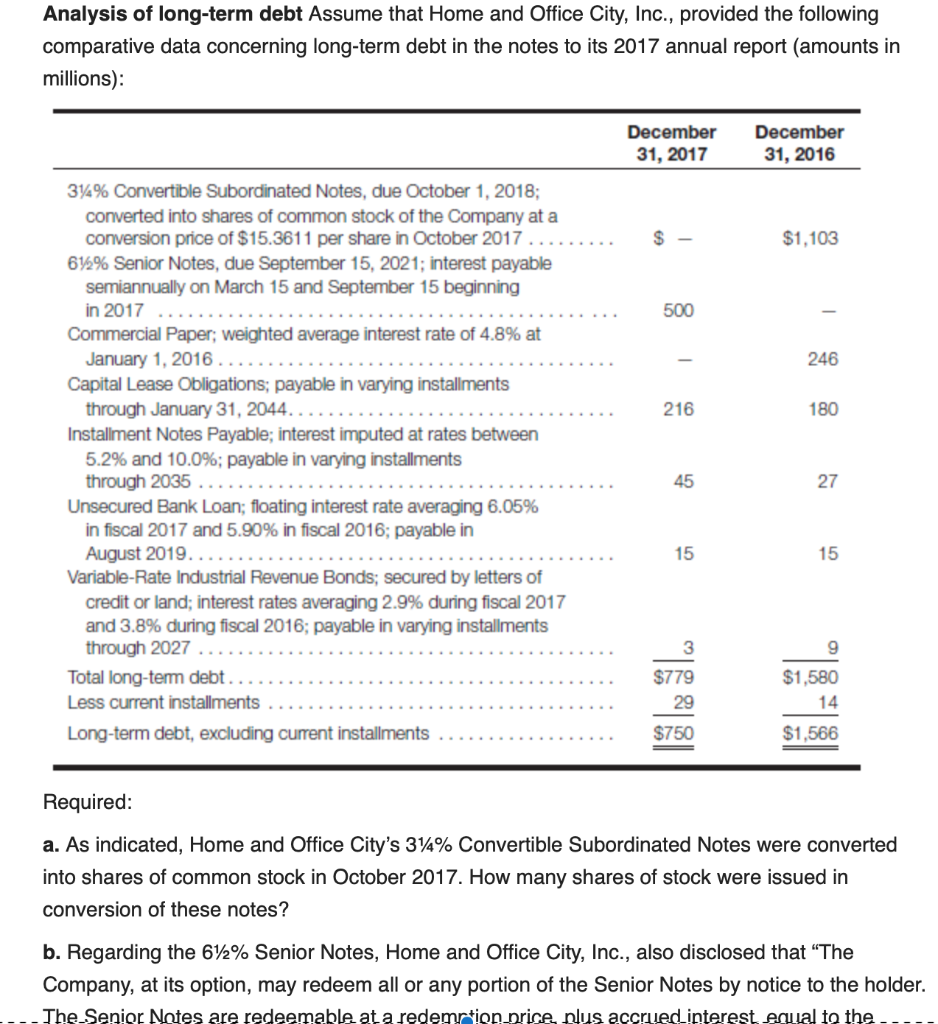  Please help with question D, E F. Analysis of long-term debt