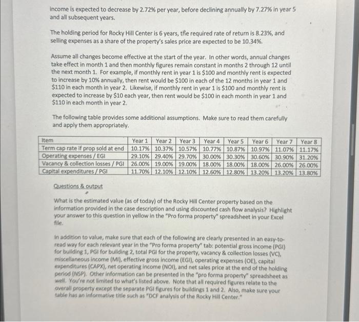 response to student questions. Instructions Conduct a DCF analysis of the Rocky