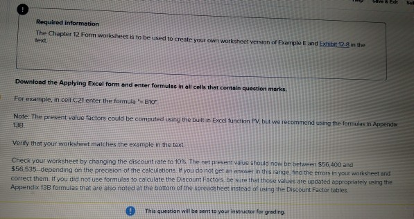 please show formula VESEN Su Required information The Chapter 12 Form