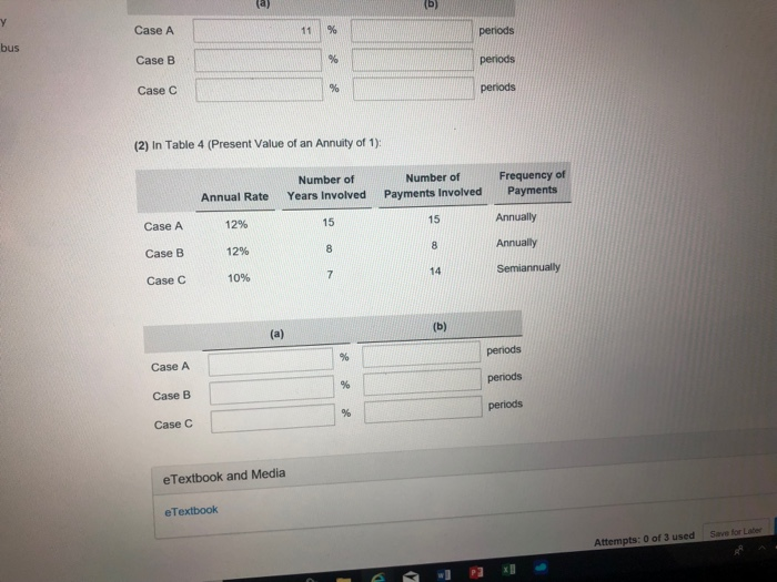 each of the following cases, indicate (a) what interest rate columns and