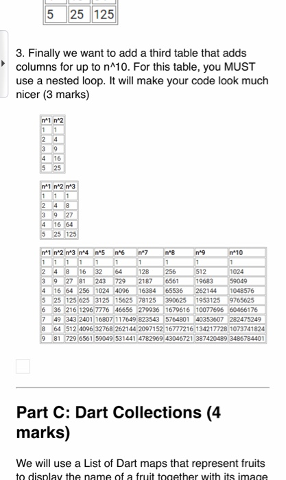 Loop & Table (6 marks) We will use loops to create 3