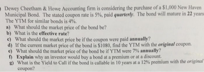  I need a help with this finance exercise Dewey Cheetham &