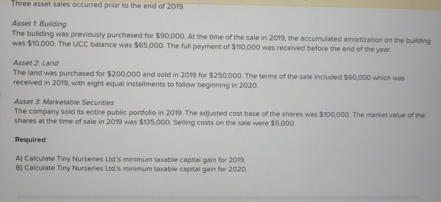 Ltd. is a Canadian controlled private corporation operating in your province. The