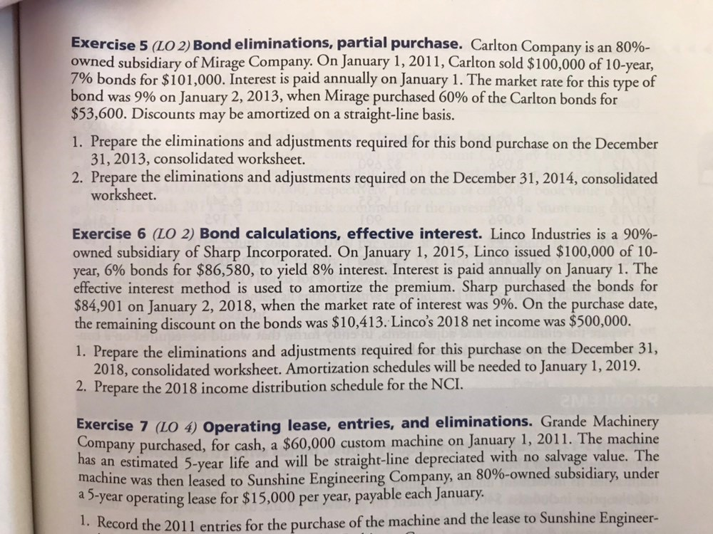 Exercise 6 (LO 2) only please. Please show calculations and/or working notes,
