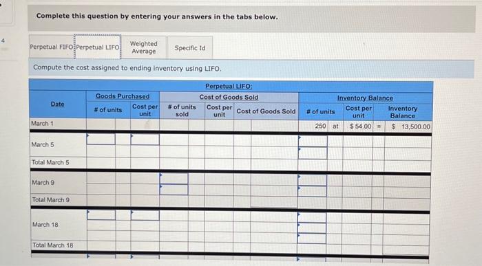 purchases and sales transactions for March. 2. Compute the number of units