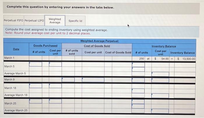 in ending inventory. Complete this question by entering your answers in the