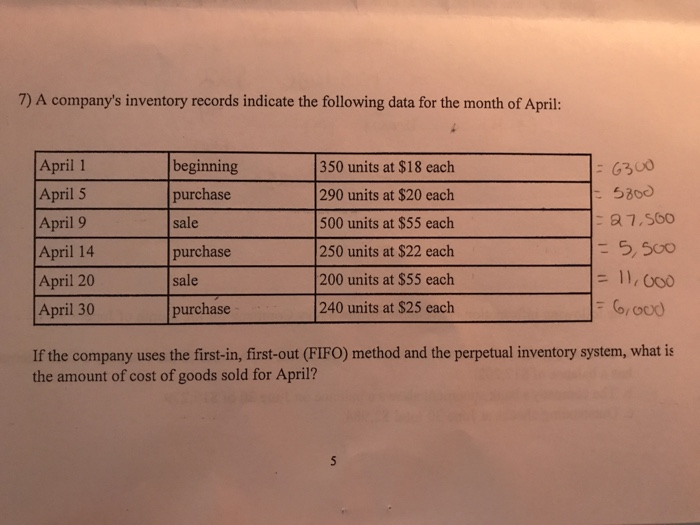  if the company uses the first in first out method and