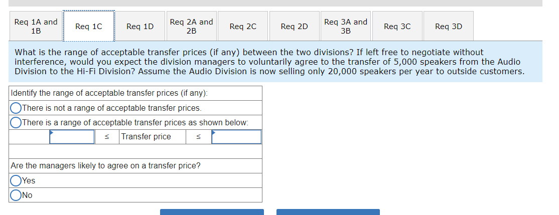 various audio products. Sales and cost data on the speaker follow: Selling