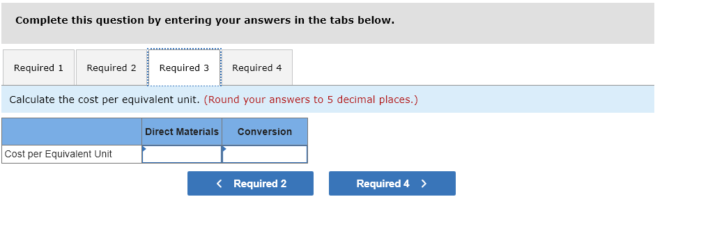 process, April 1 (100% complete for materials, 40% for conversion) Direct materials