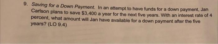  Saving for a Down Payment. In an attempt to have funds