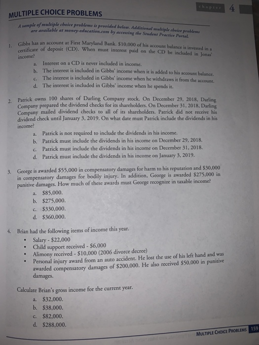  MULTIPLE CHOICE PROBLEMS ale of multiple choice problems is provided below.