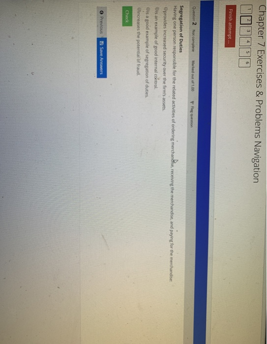  Chapter 7 Exercises & Problems Navigation BODONO Finish attempt... Question 2