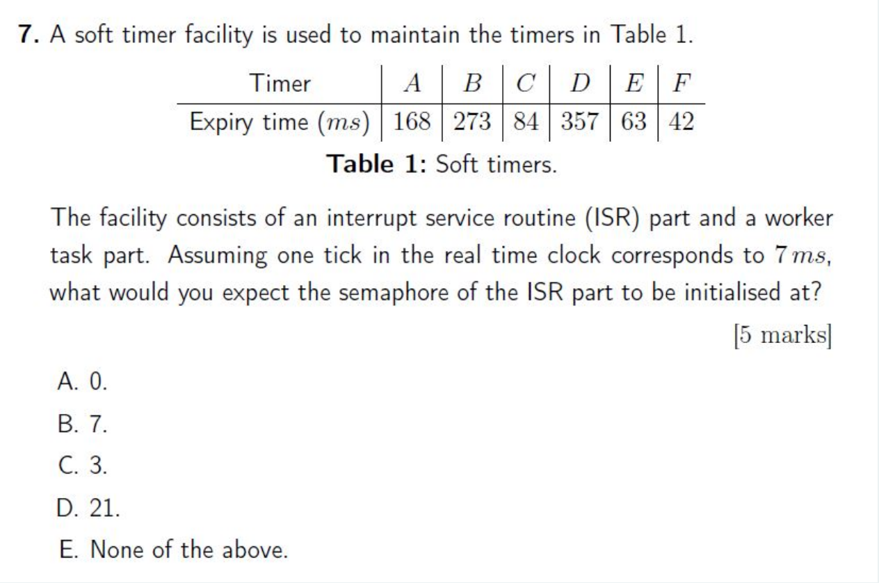 7. A soft timer facility is used to maintain the timers