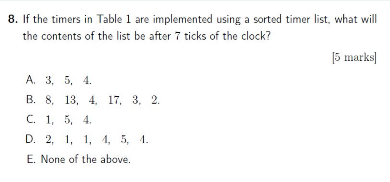 in Table 1. Timer | A | B | C | D