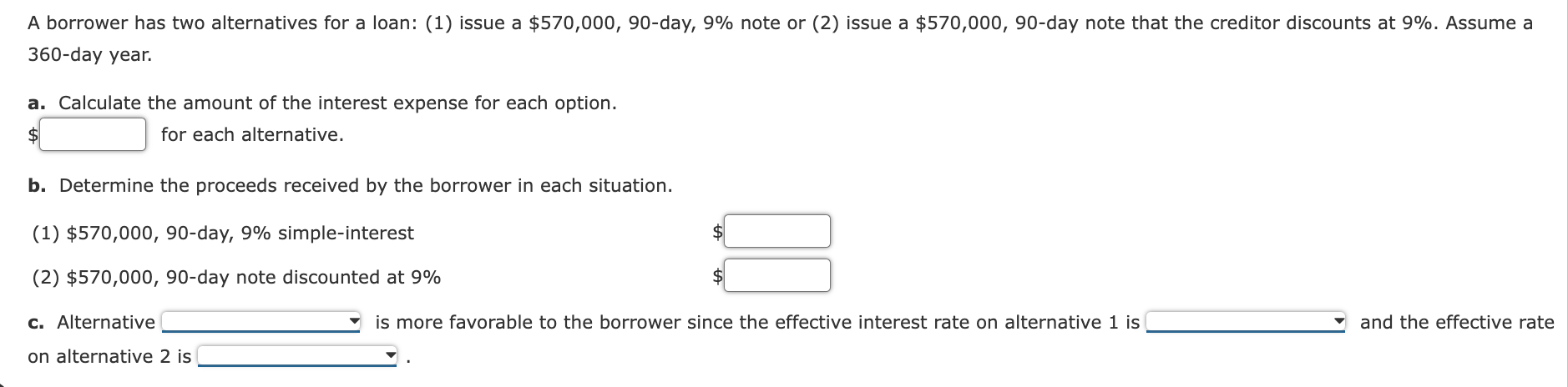 A borrower has two alternatives for a loan: (1) issue a