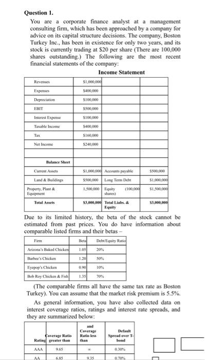 Only anwser questions D and E. Please show work. Question 1. You