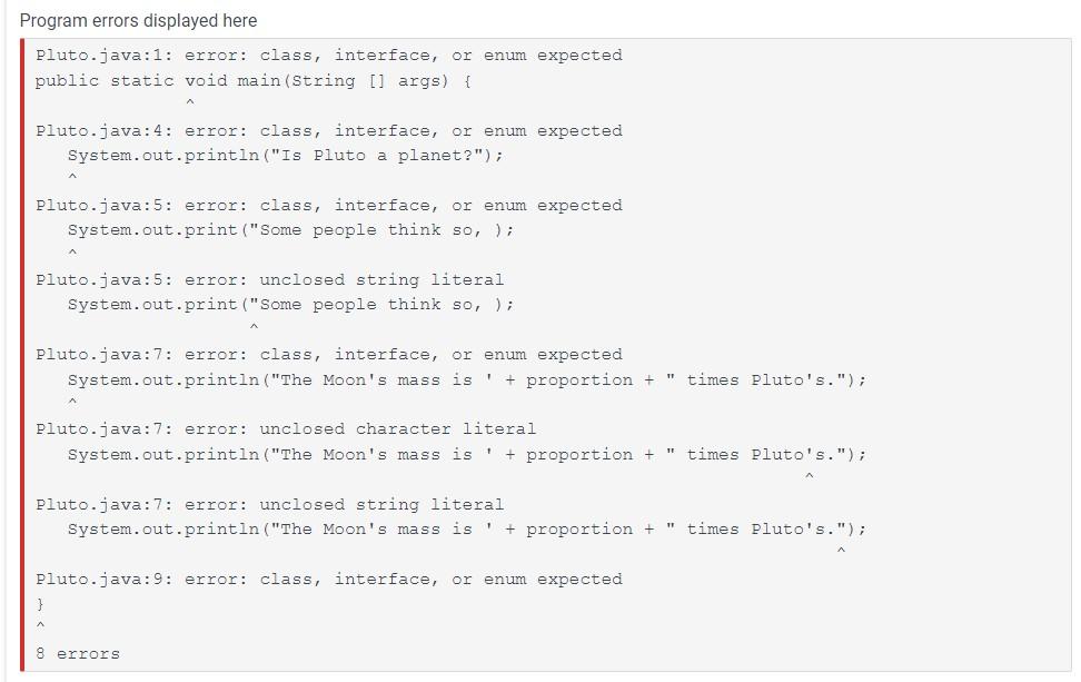 errors. Fix the syntax errors in the Develop mode until the program