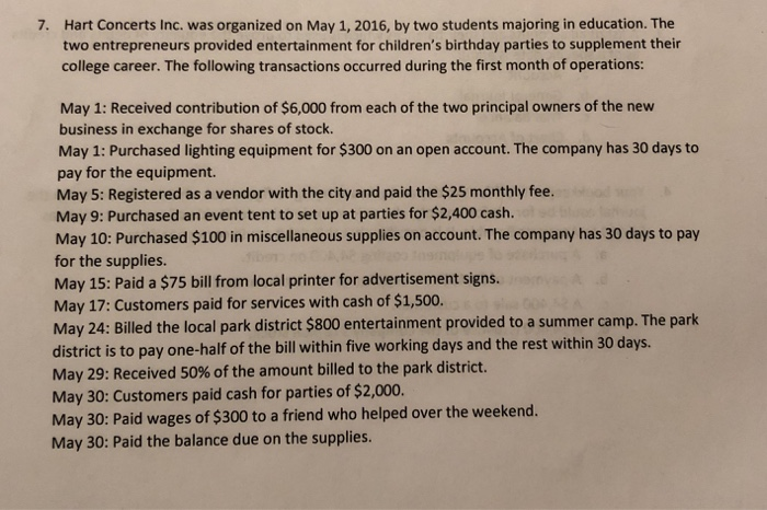  Prepare a journal entry for each item listed Prepare an income