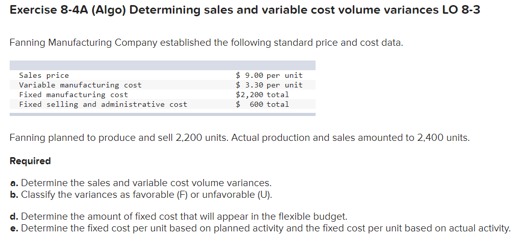  please solve all Exercise 8-4A (Algo) Determining sales and variable cost