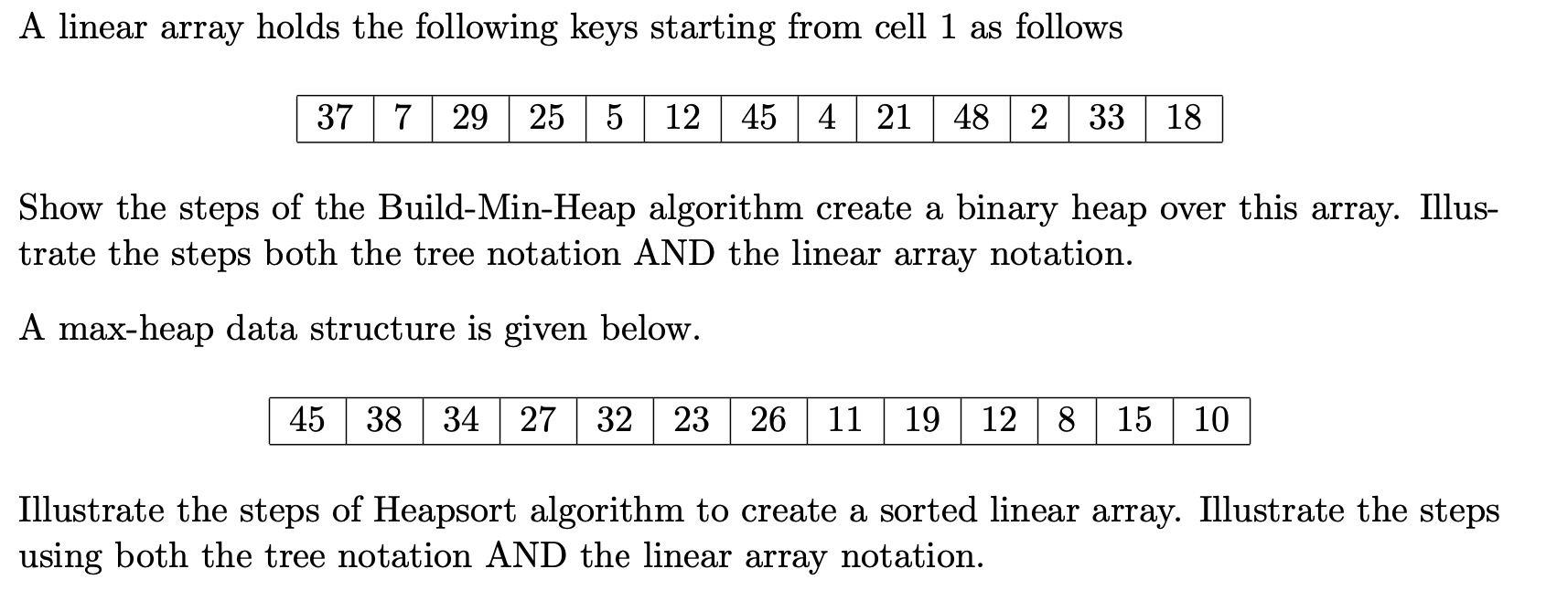  A linear array holds the following keys starting from cell 1