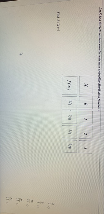  Let X be a discrete random variable with mass probability distribution
