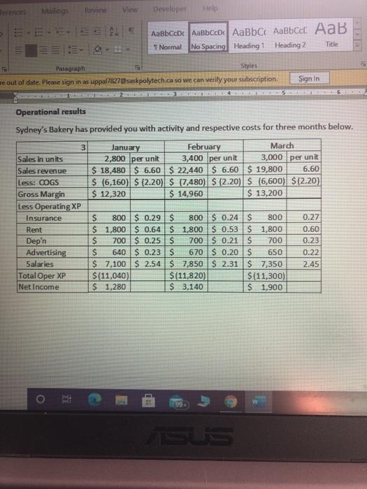 #3: Based on the Operational Information provided in the cases 1. Calculate